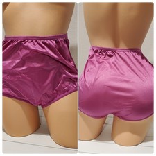 Vanity Fair Granny Panty Shiny Nylon Wide Gusset Ravissant 7/L Fuschia Pink