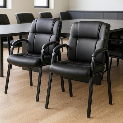Luxury Padded Leather Armchairs, Set of 2 - Premium Comfort for Waiting Rooms