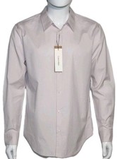 Calvin Klein Men's Slim-Fit Button-Down Stretch Dress Shirt Gray Lilac Sz Lg New