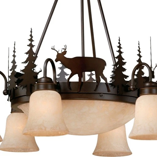 Bryce 9-Light Chandelier in Rustic and Shaded Style 27 Inches Tall and 28.5 - Picture 4 of 4