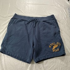 Polo Ralph Lauren Sweat Shorts Mens XXL Navy Fleece ATHL DIV 67 Pockets