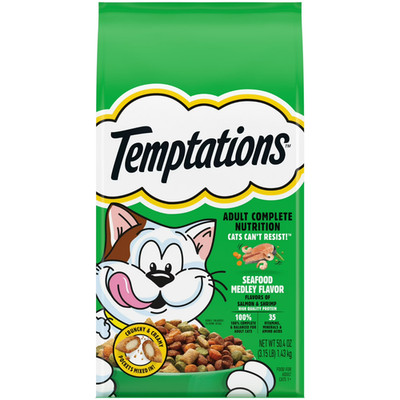 Temptations Dry Cat Food Seafood Medley Flavor Adult Cat Food Dry Recipe 3.15 LB