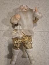 Vintage Santa Claus Gold Metallic Suit Sitting Santa Japan Rubber Face