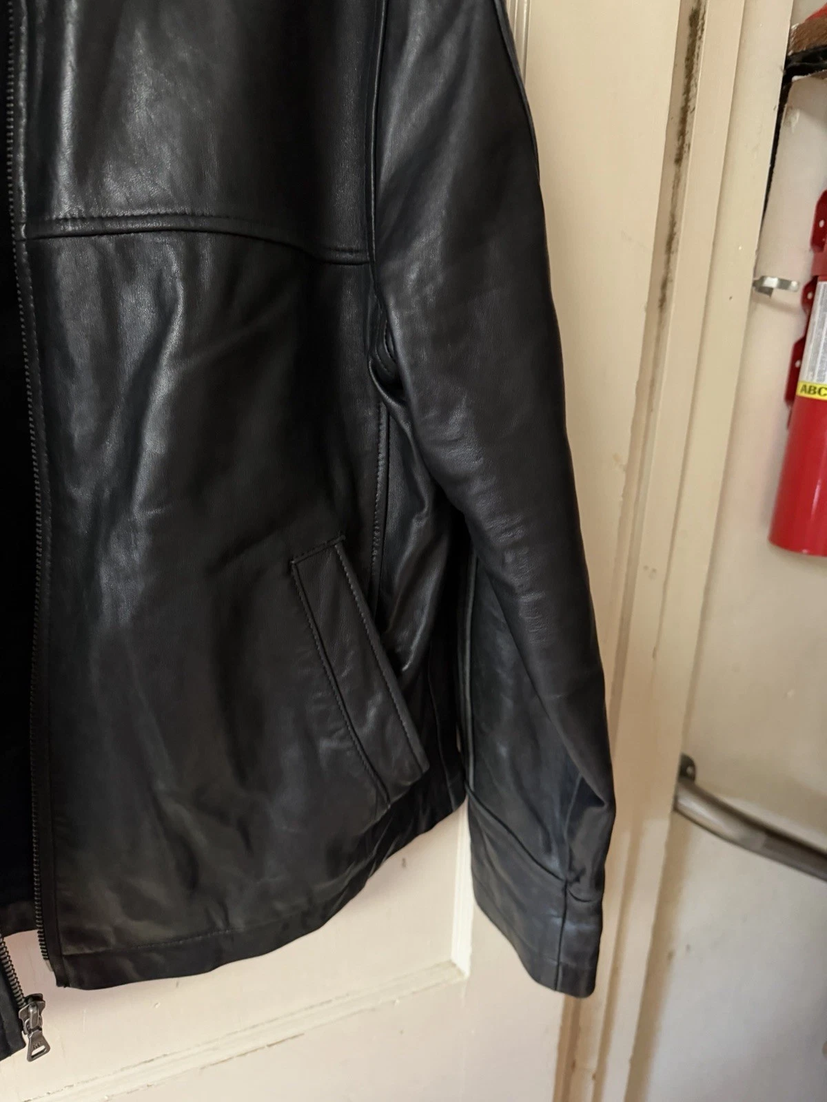 Vintage Kenneth Cole New York Jacket Mens Large Black Genuine Leather Full Zip - product detail image 8