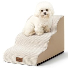 Step Dog Stairs Small Dogs 15.7in H Curved Foam Pet Steps Sofa Beige