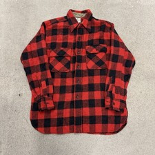 Vintage Pilgrim Shirt Mens Buffalo Plaid Wool Flannel Size 16