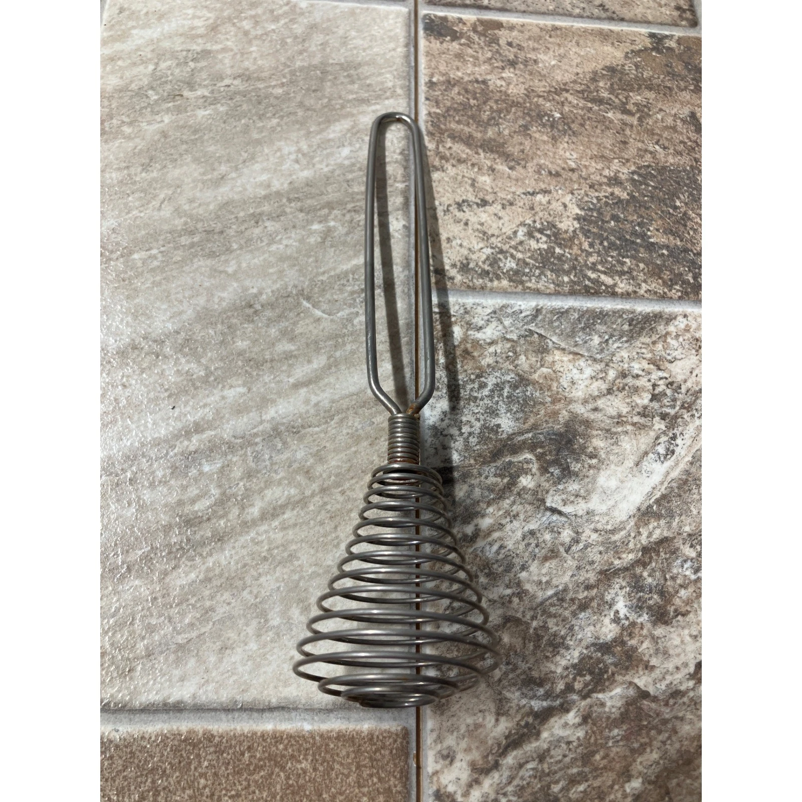 Vintage Metal Spring Coil Whisk Conical Wire Sauce Mixer Frother 8.5 Inch Silver