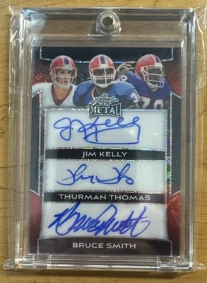 Thurman Thomas Bruce Smith Jim Kelly Auto Signed Leaf 2025 /3