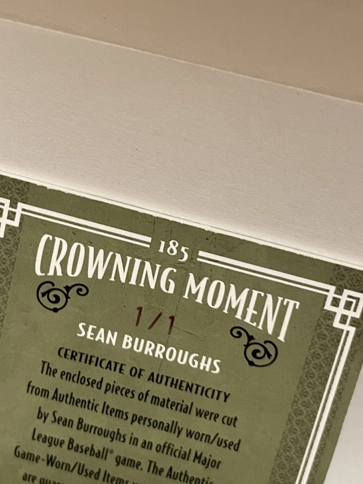 2005 Donruss Diamond Kings SEAN BURROUGHS нашивка в рамке с автографом 1/1 - Изображение 3 из 4