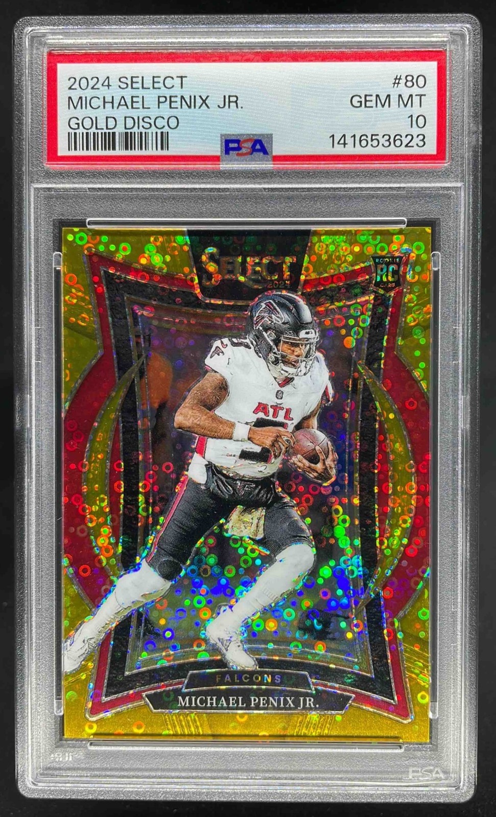 2024 Panini Select Michael Penix Concourse Gold Disco /10 RC PSA 10 Gem Mint