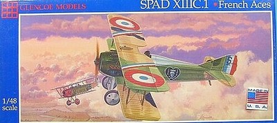 Glencoe Spad XIII French Aces BiPlane - Plastic Model Airplane Kit - 1/48 Scale