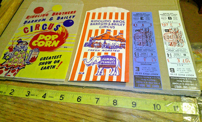 original vintage lot Ringling Brothers Barnum & Bailey Circus tickets & bags