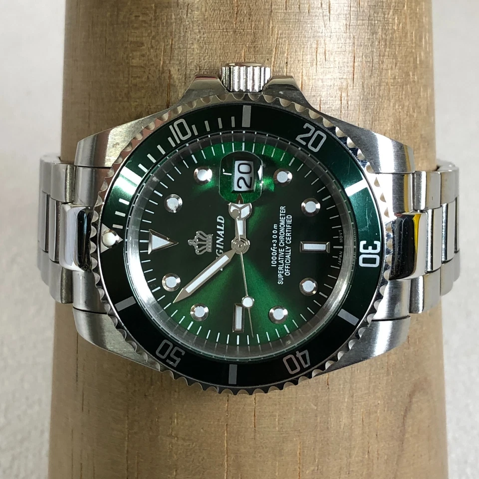 Мужские модные кварцевые часы Reginald Homage зеленый циферблат серебристый цвет 41 мм 8 1/2 дюйма - Изображение 2 из 4