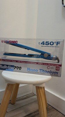 BaBylissPRO Nano Titanium 1.25'' Titanium Flat Iron Digital Ionic 450°F Blue