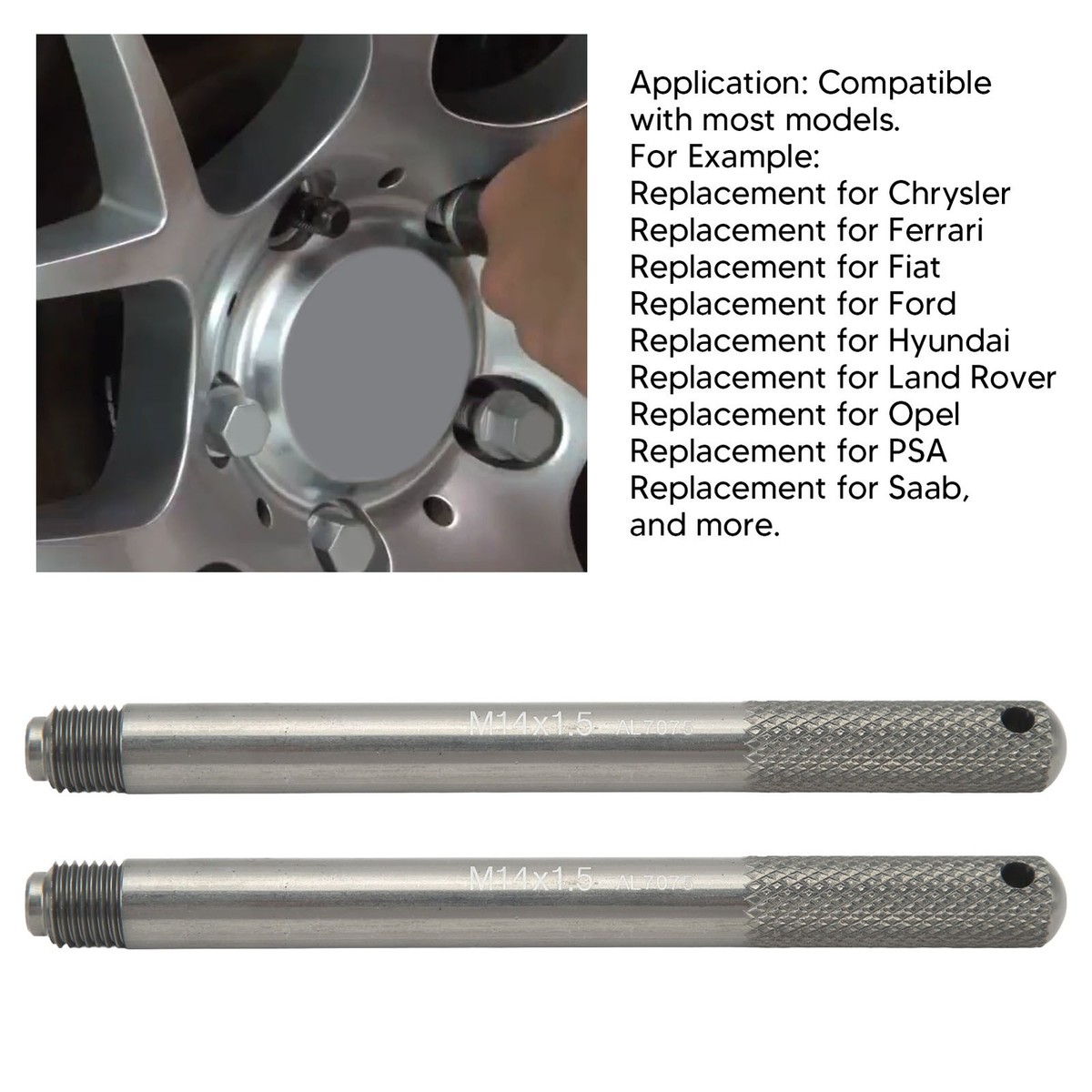 M14x1.5 Stainless Steel Wheel Rims Hanger Alignment Pin Lug Bolt - Foto 10