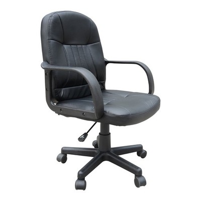 HOMCOM PU Leder Bürostuhl Drehstuhl Mittellehner Computer Schreibtischstuhl, Schwarz