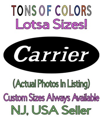Carrier HVAC Die Cut Vinyl Decal Heating Cooling Plumbing Trades Blue Collar Van
