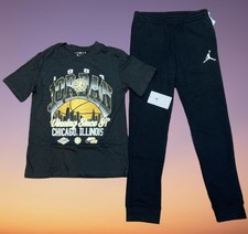 Nike Air Jordan Youth Boys T-Shirt PANTS Tracksuit Tee Beige Size 14/16 L New