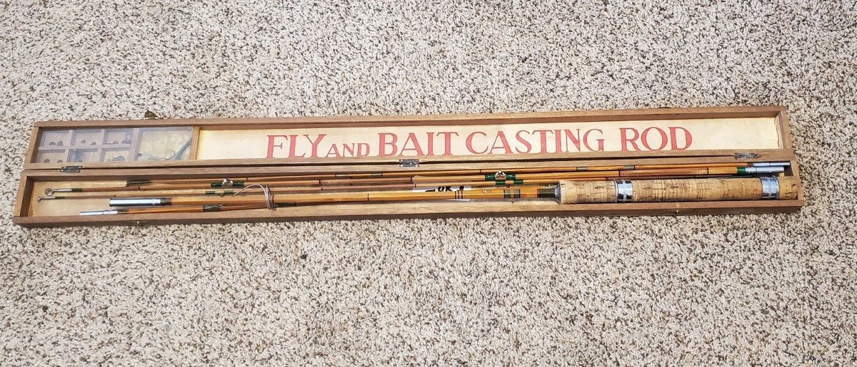 Argus (Emperor) Split Bamboo Fly Fishing Rod In Case 5 Piece Cork