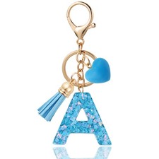 Heart Letter Keychain for Women, Girls - Resin Initial Purse Charm