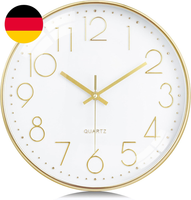 Lafocuse 3D Ziffern Lautlos Wanduhr Gold, 30Cm Modern Ohne TickgeräUsche, Quartz