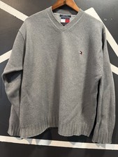 Tommy Hilfiger Men's Gray Knit Sweater 90s Vintage, Y2K Trend