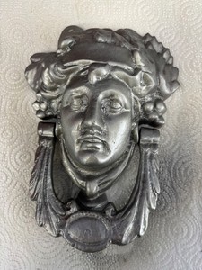 Vintage Antique Bronze? Heavy Grecian Goddess Door Knocker Regency Dionysus Face