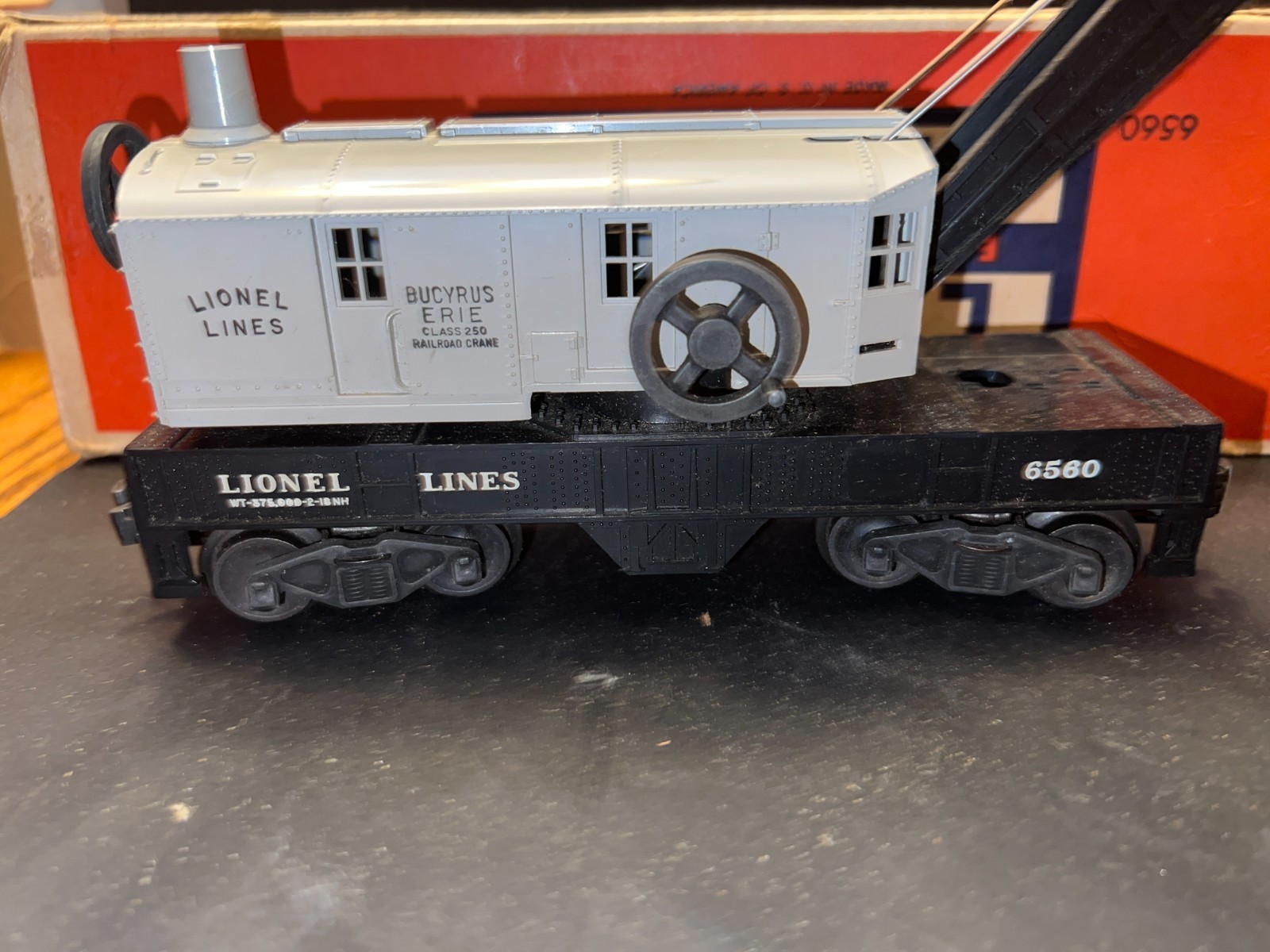 Vintage LIONEL O Gauge #6560 Gray Bucyrus Erie Crane Car