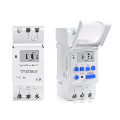 THC15A Digital LCD Relay Timer Switch Din Rail 2 Wire 7 Day Programmable 110V