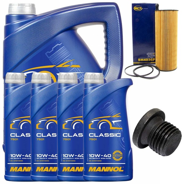 MotoröL Filter Set Mannol 10W-40 API SN/CH-4 9 Liter + Schraube FüR Audi A6 A8-image