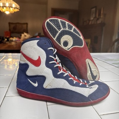 Nike Footsweep Wrestling Shoes Men s Size 7 Red White Blue Rare Vintage