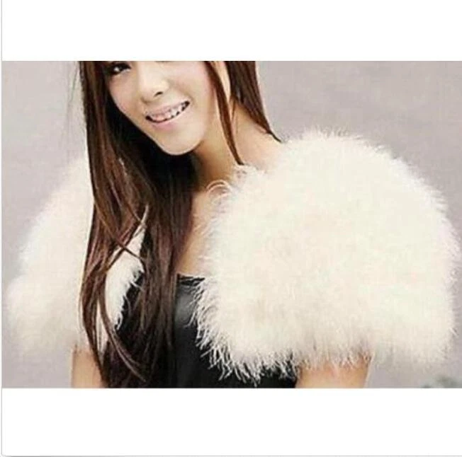 Real Ostrich Feather furry waistcoat bolero sleeveless wedding bridal 14 Color - Image 2 of 4