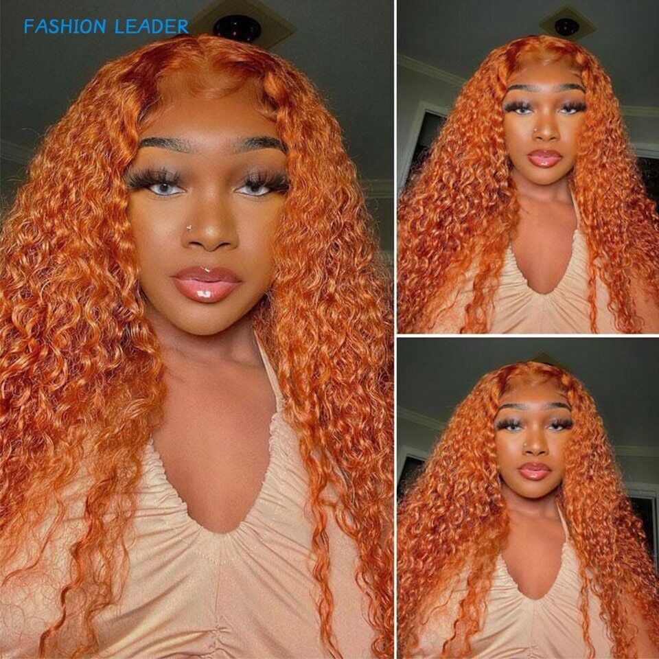 Orange Ginger Curly Lace Front Wig Brazilian Remy Human Hair for Women