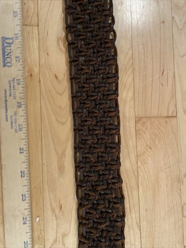 Woven Wide Leather Braided Dark Brown Belt Size M/L Macramé - Picture 7 of 9