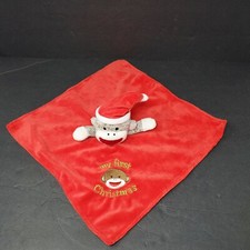 Baby Starters Lovey Sock Monkey My First Christmas Red Brown Security Blanket