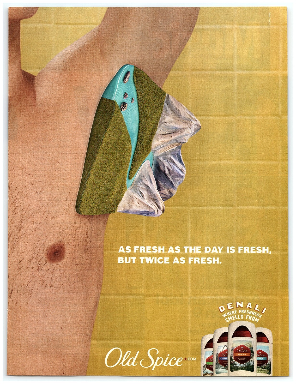 2010 Old Spice Print Ad, Denali Scent Mountain Stream Undera