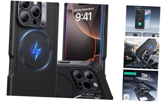 for iPhone 16 Pro Case with Stand, Camera Control, 23FT Military-Grade Drop