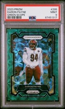 2023 Panini Prizm Green Scope Prizm #295 Daron Payne #/75 PSA 9