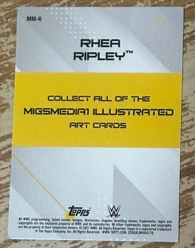 2021 Topps WWE NXT Rhea Ripley Migsmedia1 Illustrated Art Card!!
