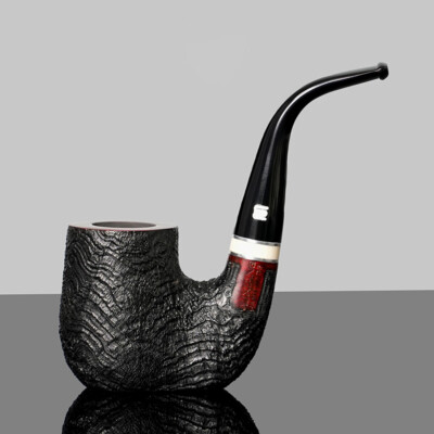 Briar Freehand Tabakpfeife sandgestrahlt Sitter Oom Paul Pfeife gebogener Stiel
