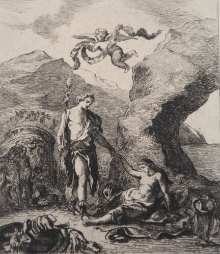 Eugène DELACROIX soldes : Allégorie du printemps, GRAVURE signée, Durand Ruel, 1873