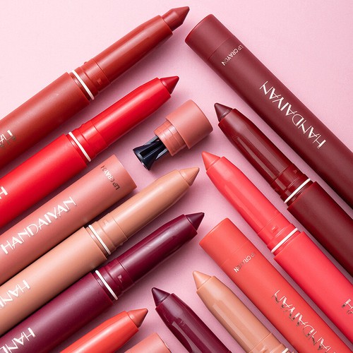 Women Waterproof Matte Lipstick Non-stick Cup Lip Liner Pencil Velvet Nude - Picture 11 of 34