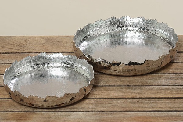 Deko Schalen Tablett Set Angie D20-25Cm Aluminium Kerzenteller Dekoration-image
