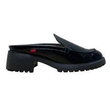Marc Joseph New York Black Patent Leather Chunky Heel Mule Loafers Size 7.5