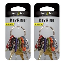 Nite Ize KRG-03-11 Keyring S-Biner, 2 Pack, Multi Color Clip Keychain