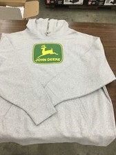 NWT John Deere Gray Hoodie Sweatshirt Green  Yellow Logo Size Large