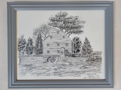 Original Framed Charcoal Pencil Sketch – “Red Mill, Clinton, NJ
