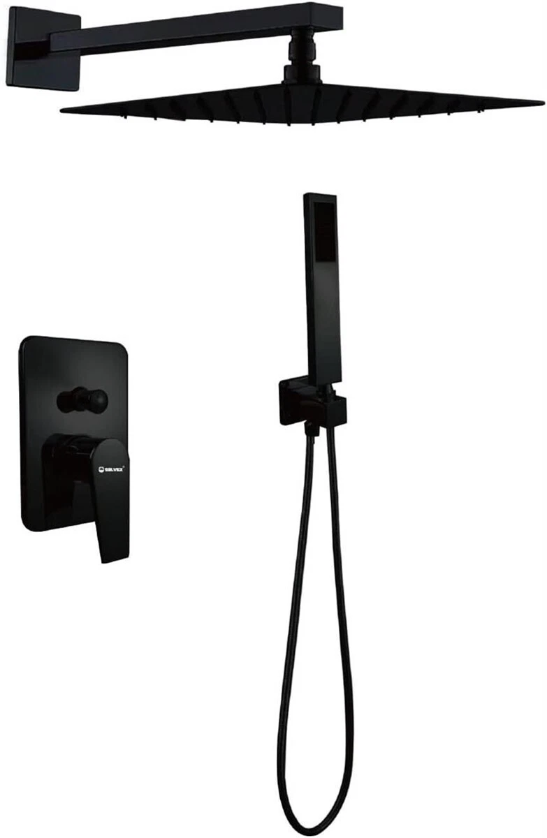 Solvex Matte Black Shower Faucet Set Handheld and Rain Shower SP-90110-N