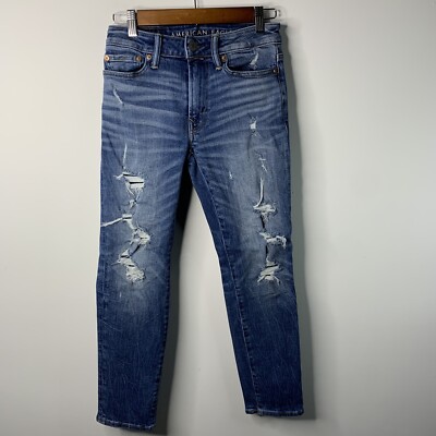 American Eagle Mens 26/28 AE Next Level Airflex Skinny Distressed Denim Jeans