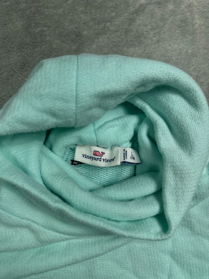 Suéter Grande para Niñas Adolescentes 14 Vineyard Vines Azul Logo Capucha Cuello Alto Bolsillos Foto 2 de 4